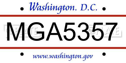 MGA5357 District Of Columbia License Plate