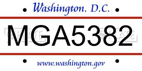 MGA5382 District Of Columbia License Plate