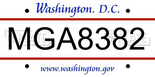 MGA8382 District Of Columbia License Plate