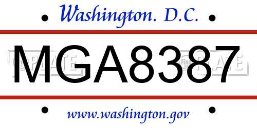 MGA8387 District Of Columbia License Plate