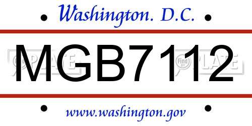 MGB7112 District Of Columbia License Plate