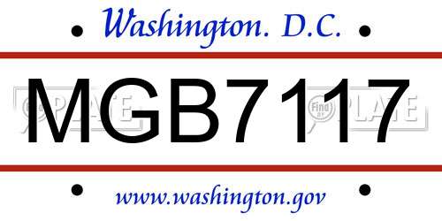 MGB7117 District Of Columbia License Plate