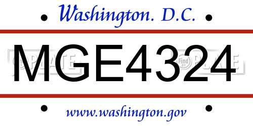 MGE4324 District Of Columbia License Plate