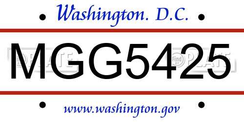 MGG5425 District Of Columbia License Plate