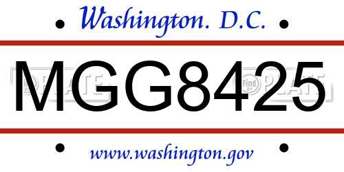 MGG8425 District Of Columbia License Plate