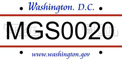 MGS0020 District Of Columbia License Plate