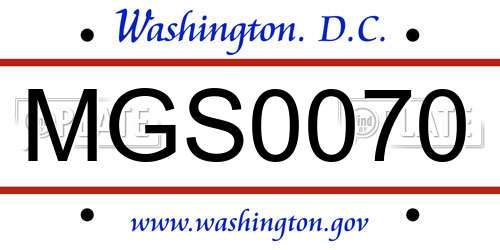 MGS0070 District Of Columbia License Plate