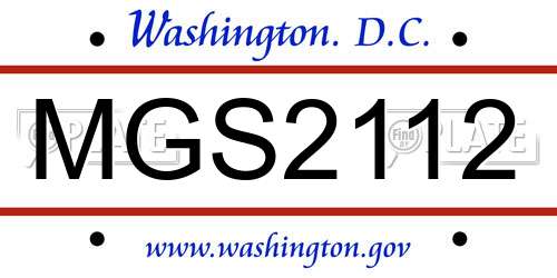 MGS2112 District Of Columbia License Plate