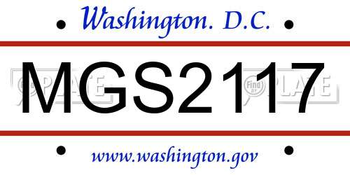 MGS2117 District Of Columbia License Plate