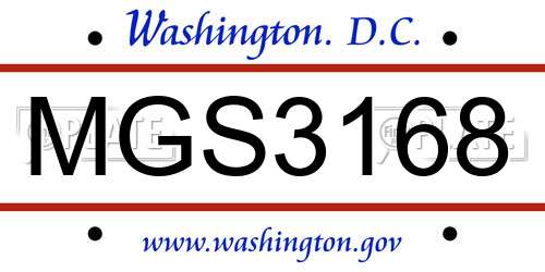 MGS3168 District Of Columbia License Plate