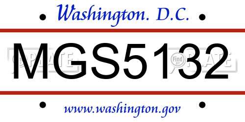 MGS5132 District Of Columbia License Plate