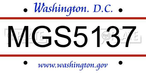 MGS5137 District Of Columbia License Plate