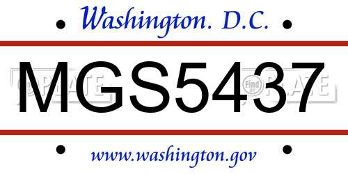 MGS5437 District Of Columbia License Plate