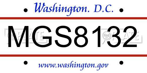 MGS8132 District Of Columbia License Plate