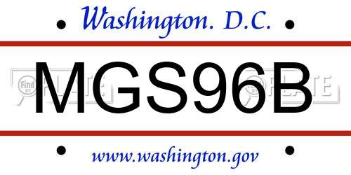 MGS96B District Of Columbia License Plate