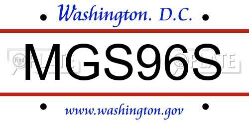 MGS96S District Of Columbia License Plate
