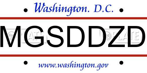 MGSDDZD District Of Columbia License Plate
