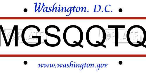 MGSQQTQ District Of Columbia License Plate