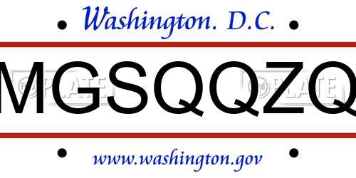 MGSQQZQ District Of Columbia License Plate