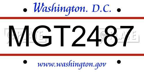 MGT2487 District Of Columbia License Plate