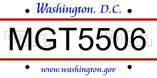 MGT5506 District Of Columbia License Plate