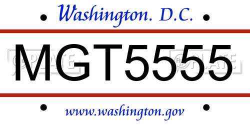 MGT5555 District Of Columbia License Plate