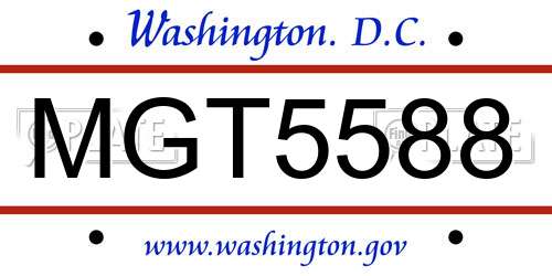 MGT5588 District Of Columbia License Plate
