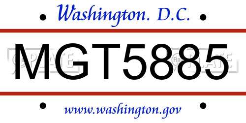 MGT5885 District Of Columbia License Plate