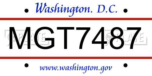 MGT7487 District Of Columbia License Plate