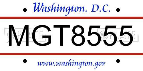 MGT8555 District Of Columbia License Plate