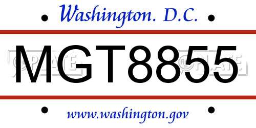MGT8855 District Of Columbia License Plate