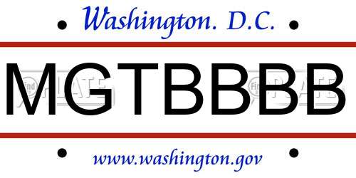 MGTBBBB District Of Columbia License Plate