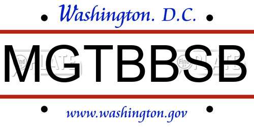 MGTBBSB District Of Columbia License Plate