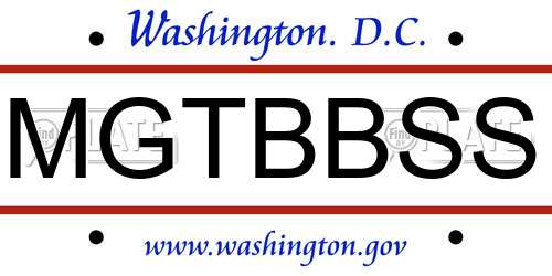 MGTBBSS District Of Columbia License Plate