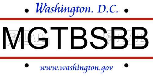 MGTBSBB District Of Columbia License Plate