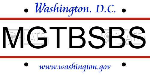 MGTBSBS District Of Columbia License Plate
