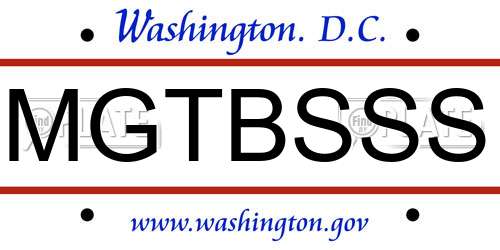 MGTBSSS District Of Columbia License Plate
