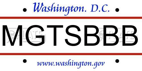 MGTSBBB District Of Columbia License Plate