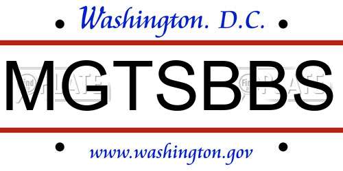MGTSBBS District Of Columbia License Plate