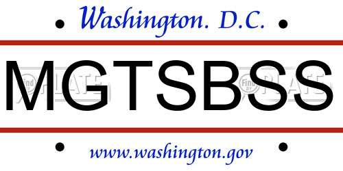 MGTSBSS District Of Columbia License Plate