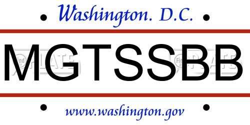 MGTSSBB District Of Columbia License Plate