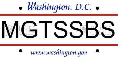 MGTSSBS District Of Columbia License Plate