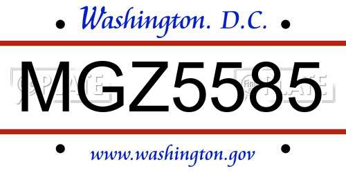 MGZ5585 District Of Columbia License Plate
