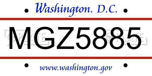 MGZ5885 District Of Columbia License Plate