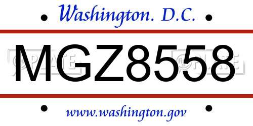 MGZ8558 District Of Columbia License Plate
