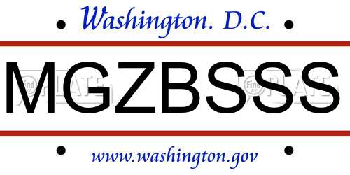 MGZBSSS District Of Columbia License Plate