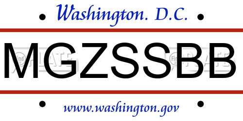MGZSSBB District Of Columbia License Plate