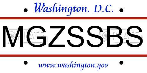 MGZSSBS District Of Columbia License Plate