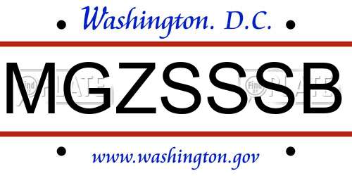 MGZSSSB District Of Columbia License Plate