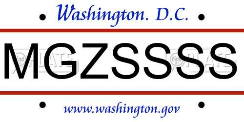 MGZSSSS District Of Columbia License Plate